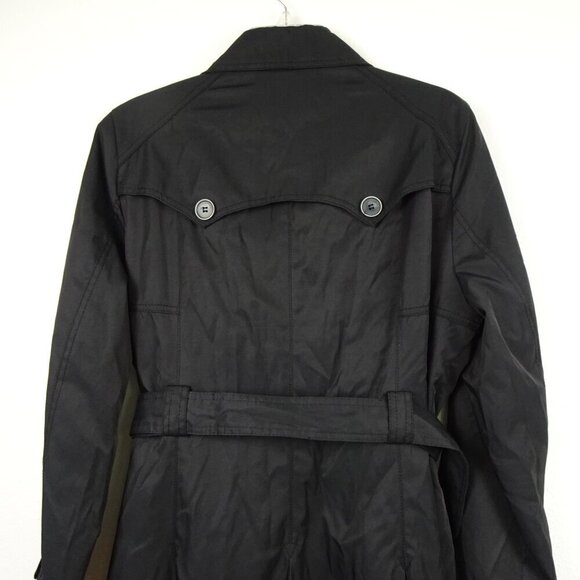 Braetan Trench Coat Jacket Women's Size L Black Belted Lined READ MEASUREMENTS - Picture 7 of 12